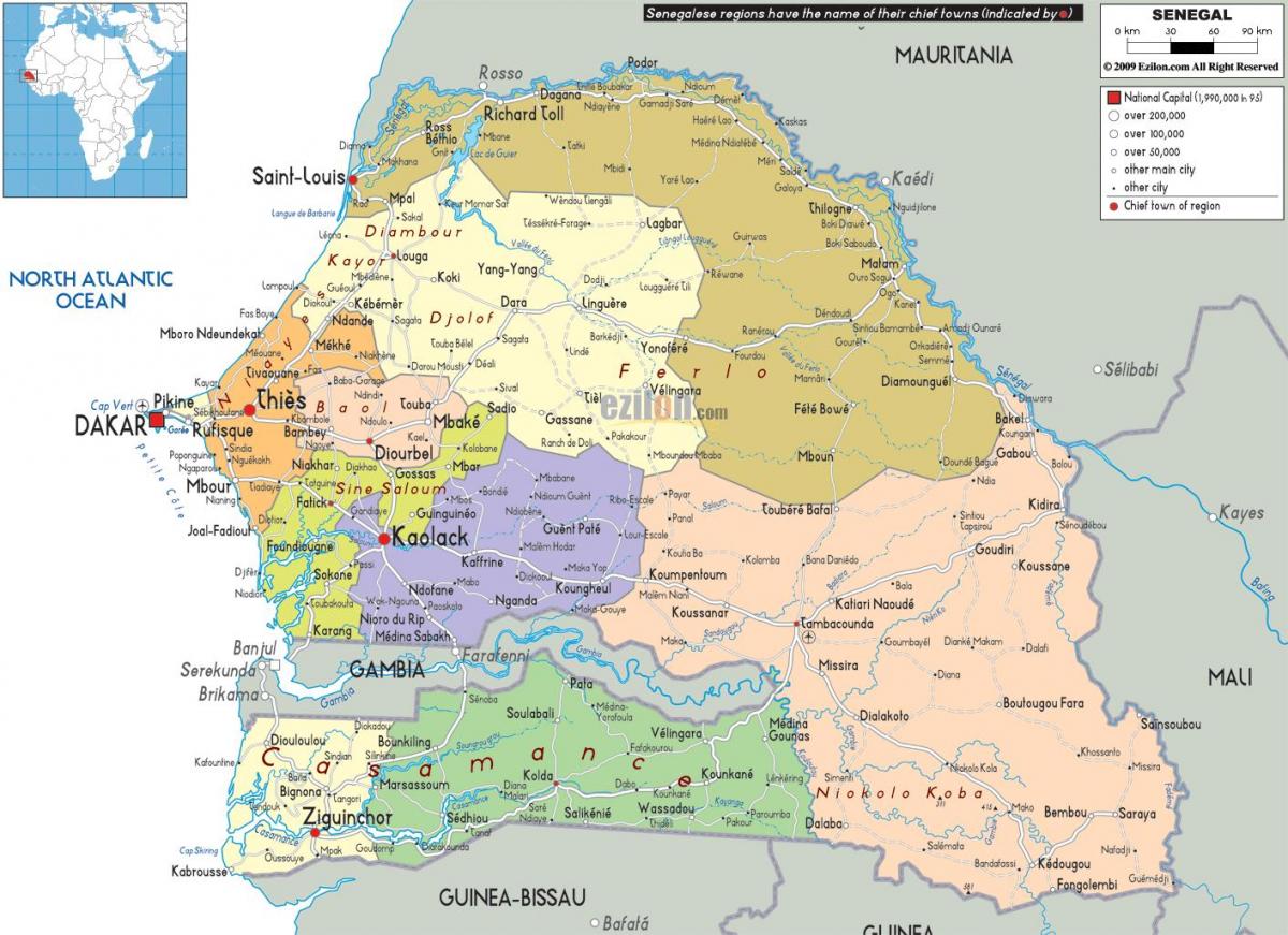 Senegal, země na mapě světa