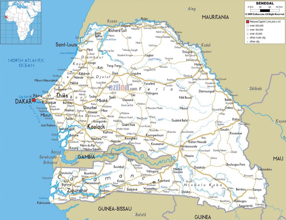 Senegalu, casamance mapě