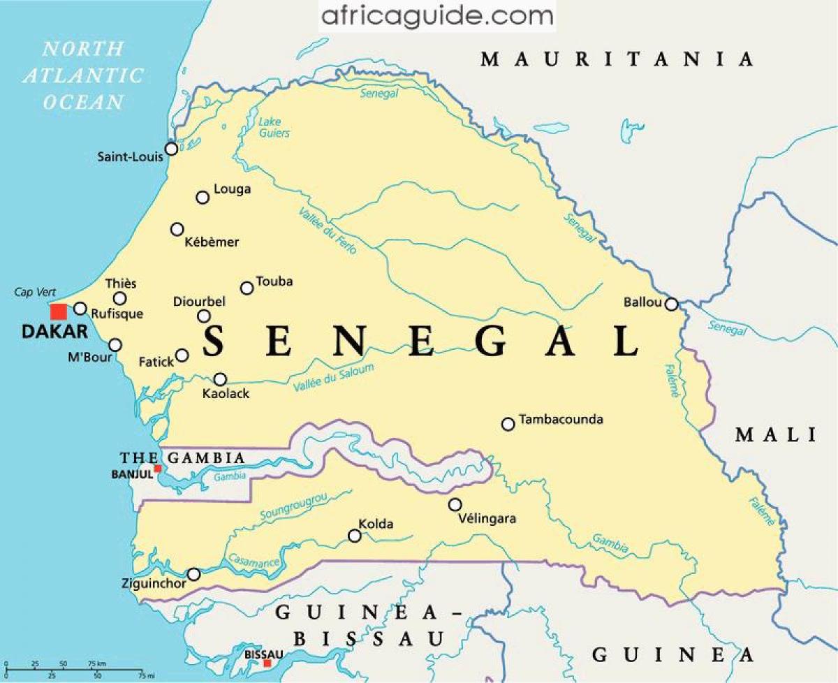 Řeky Senegal afrika mapa